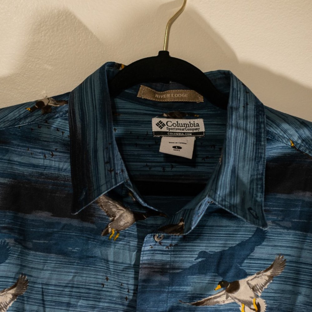Columbia Mens Hunting Button Down Duck Shirt L